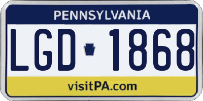 PA license plate LGD1868