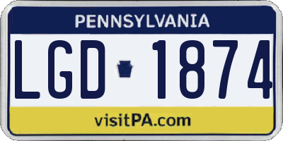 PA license plate LGD1874
