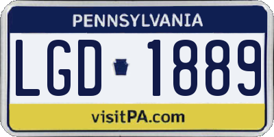 PA license plate LGD1889
