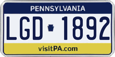 PA license plate LGD1892