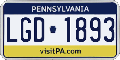PA license plate LGD1893
