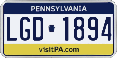PA license plate LGD1894