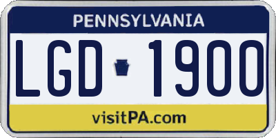 PA license plate LGD1900