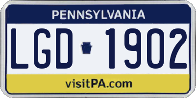 PA license plate LGD1902