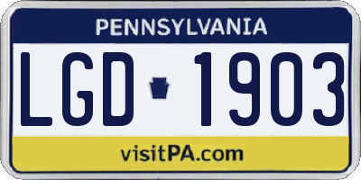 PA license plate LGD1903