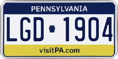 PA license plate LGD1904