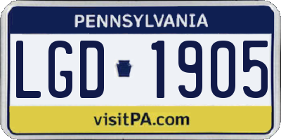PA license plate LGD1905