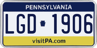 PA license plate LGD1906