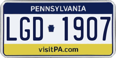 PA license plate LGD1907