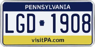 PA license plate LGD1908
