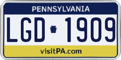 PA license plate LGD1909