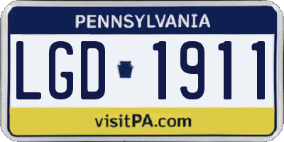 PA license plate LGD1911