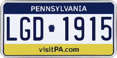 PA license plate LGD1915