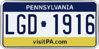 PA license plate LGD1916