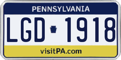 PA license plate LGD1918