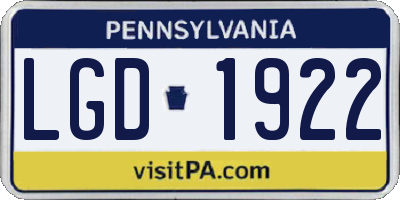 PA license plate LGD1922