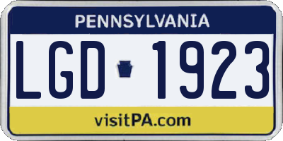 PA license plate LGD1923