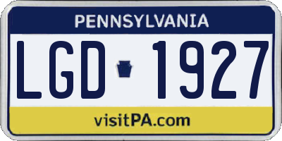 PA license plate LGD1927