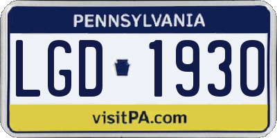 PA license plate LGD1930