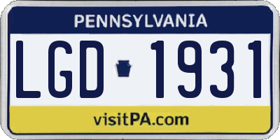 PA license plate LGD1931