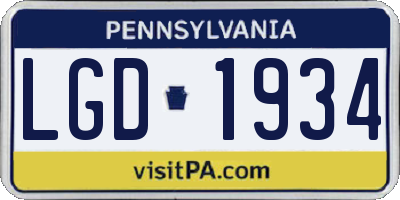 PA license plate LGD1934