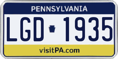 PA license plate LGD1935