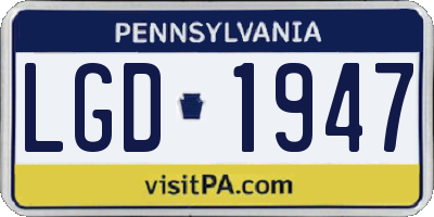 PA license plate LGD1947