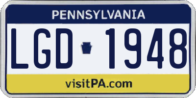 PA license plate LGD1948