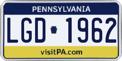 PA license plate LGD1962