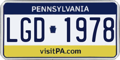 PA license plate LGD1978