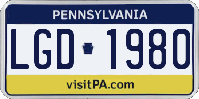 PA license plate LGD1980