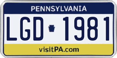 PA license plate LGD1981