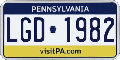 PA license plate LGD1982