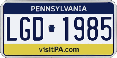 PA license plate LGD1985