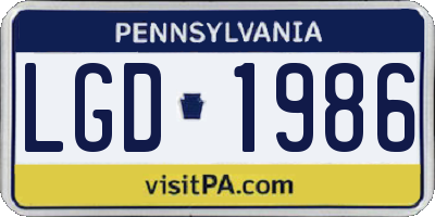 PA license plate LGD1986