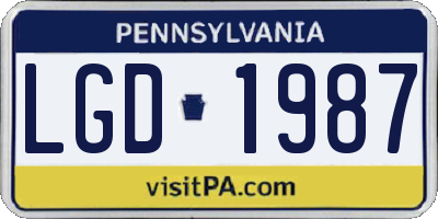 PA license plate LGD1987