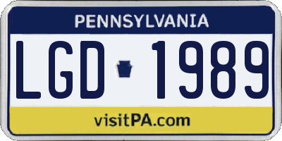 PA license plate LGD1989