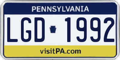 PA license plate LGD1992