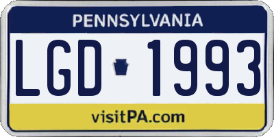 PA license plate LGD1993