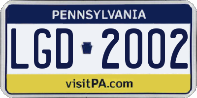 PA license plate LGD2002