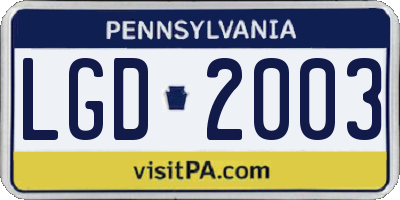 PA license plate LGD2003
