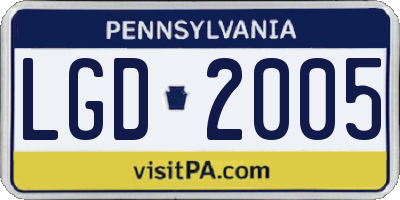 PA license plate LGD2005