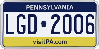 PA license plate LGD2006