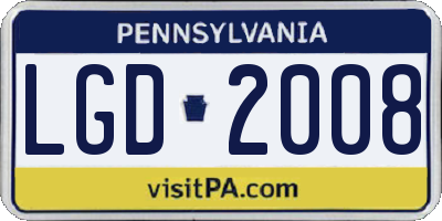 PA license plate LGD2008