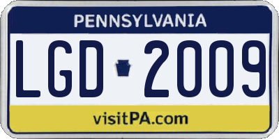 PA license plate LGD2009
