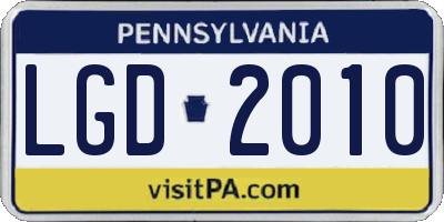 PA license plate LGD2010
