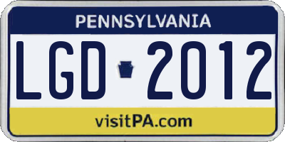 PA license plate LGD2012