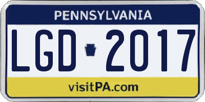 PA license plate LGD2017