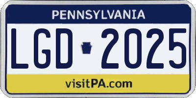 PA license plate LGD2025