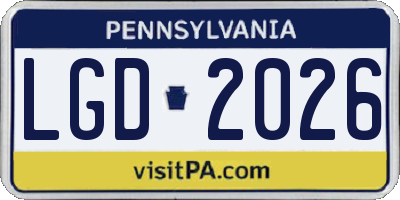 PA license plate LGD2026